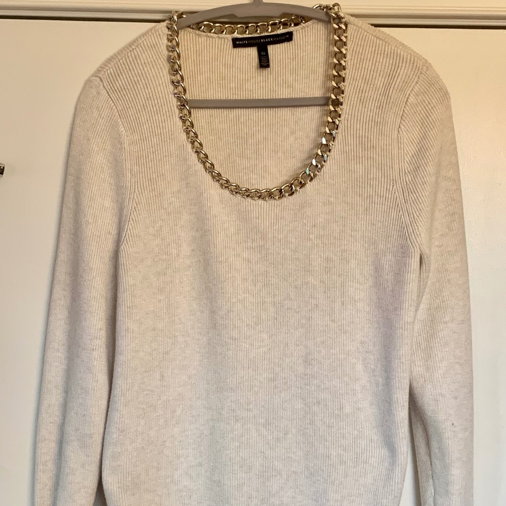 WHBM Sweater with Chain Detailed Neckline